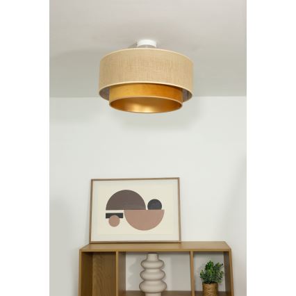 Plafonnier SARTA 1xE27/60W/230V Ø 45 cm cuivré/jute