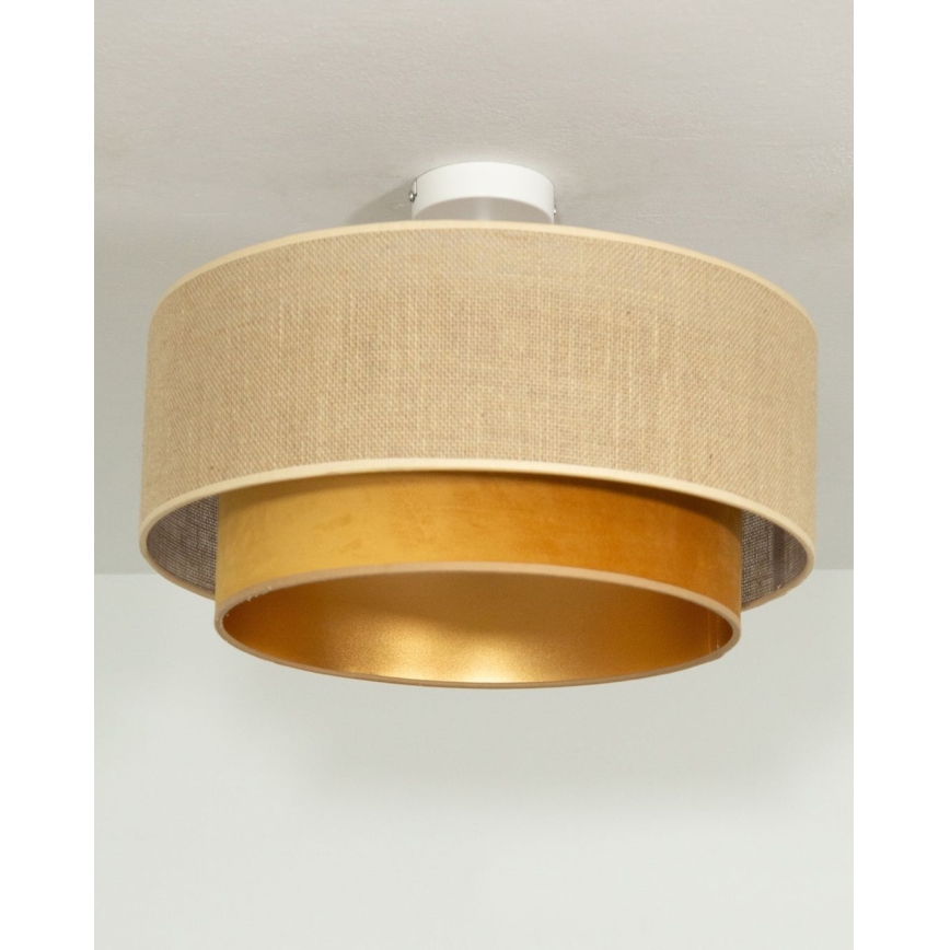 Plafonnier SARTA 1xE27/60W/230V Ø 45 cm cuivré/jute