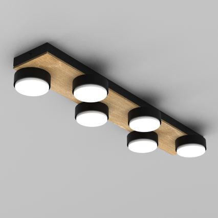 Plafonnier SEMA 6xGX53/15W/230V noir/marron/chêne