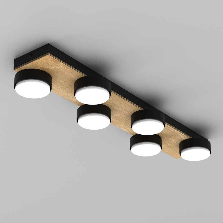 Plafonnier SEMA 6xGX53/15W/230V noir/marron/chêne