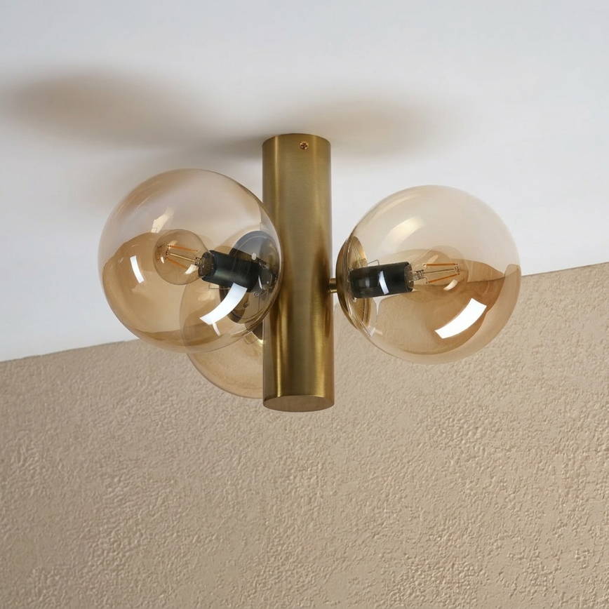 Plafonnier SFERIO 3xE14/5W/230V laiton/beige fumé