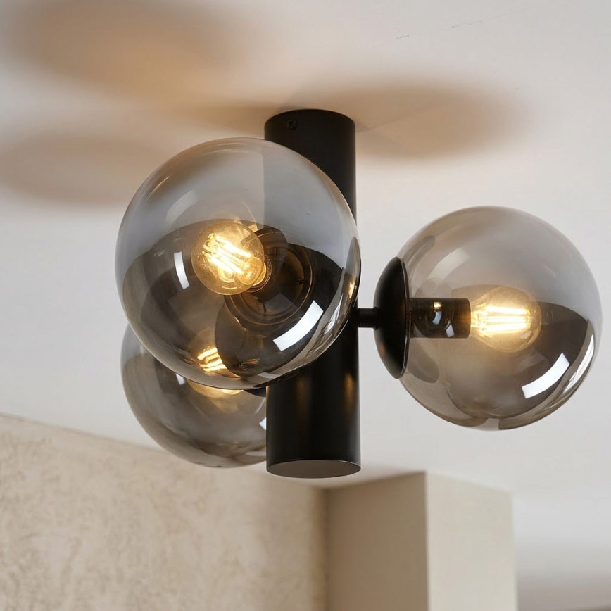 Plafonnier SFERIO 3xE14/5W/230V noir/noir fumé