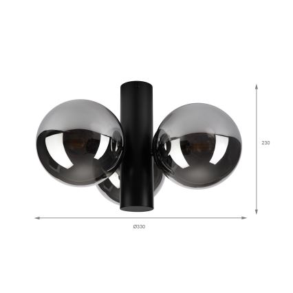 Plafonnier SFERIO 3xE14/5W/230V noir/noir fumé