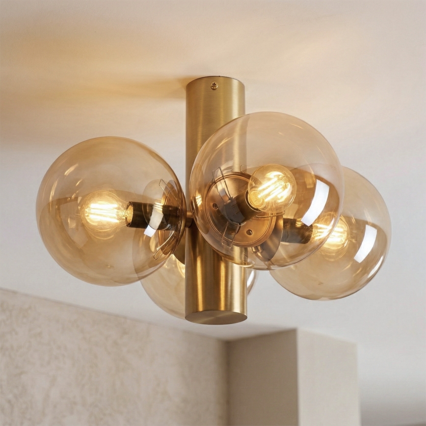 Plafonnier SFERIO 4xE14/5W/230V laiton/beige fumé