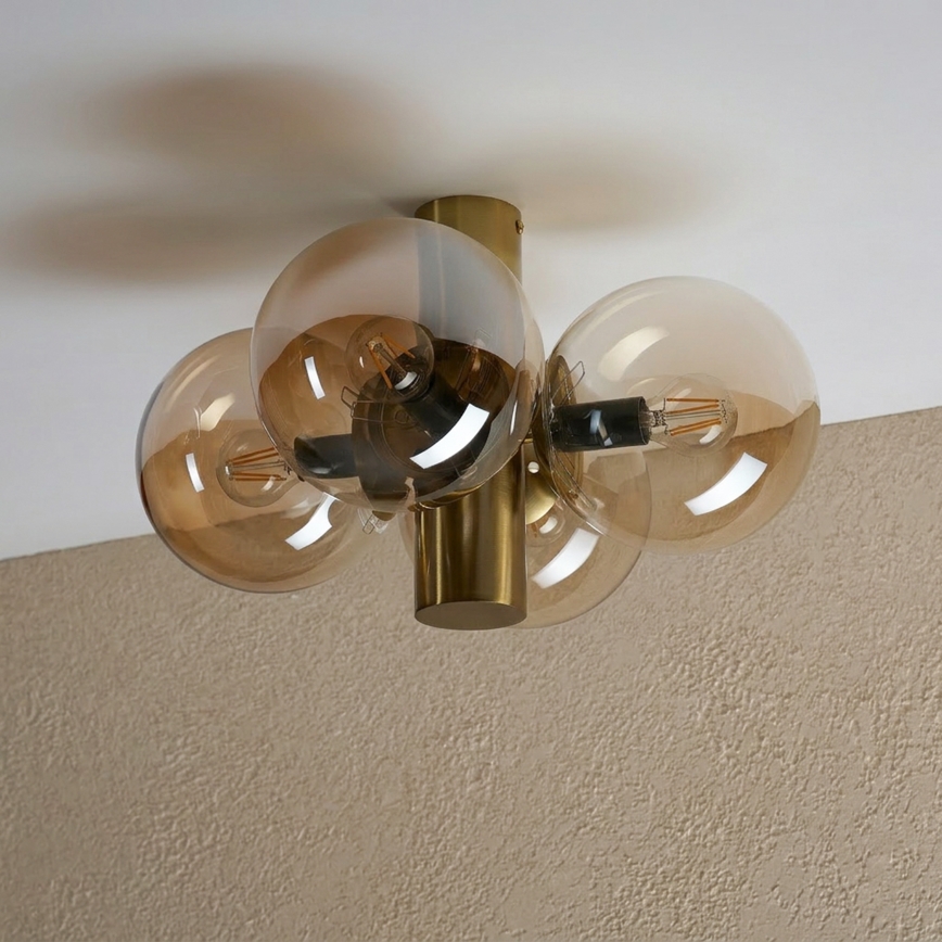 Plafonnier SFERIO 4xE14/5W/230V laiton/beige fumé