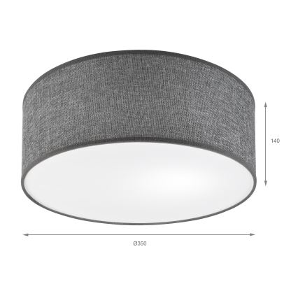 Plafonnier SIRJA 1xE27/15W/230V Ø 35 cm gris