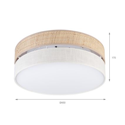 Plafonnier SIRJA BOHO 2xE27/15W/230V Ø 45 cm beige/crème