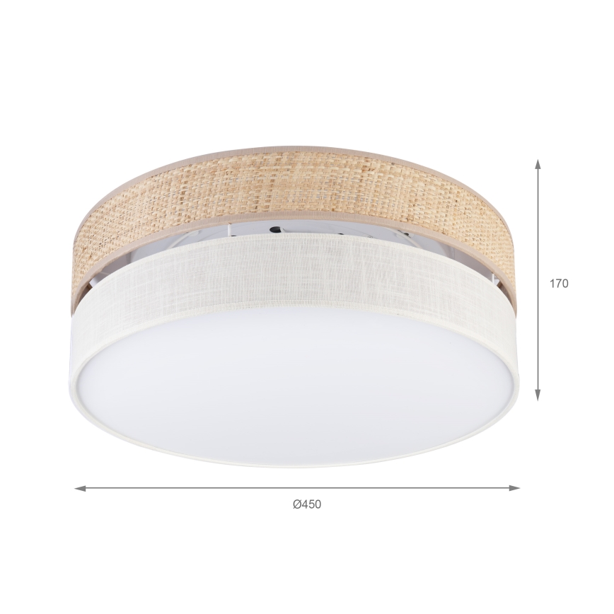 Plafonnier SIRJA BOHO 2xE27/15W/230V Ø 45 cm beige/crème