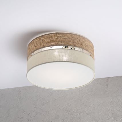 Plafonnier SIRJA DOUBLE BOHO 2xE14/15W/230V Ø 35 cm beige/crème