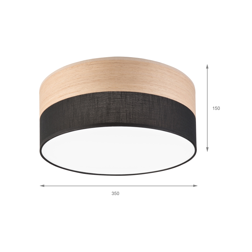 Plafonnier SIRJA WOOD LED/20W/230V d. 35 cm noir/chêne