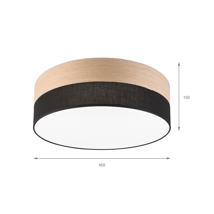 Plafonnier SIRJA WOOD LED/36W/230V d. 45 cm noir/chêne