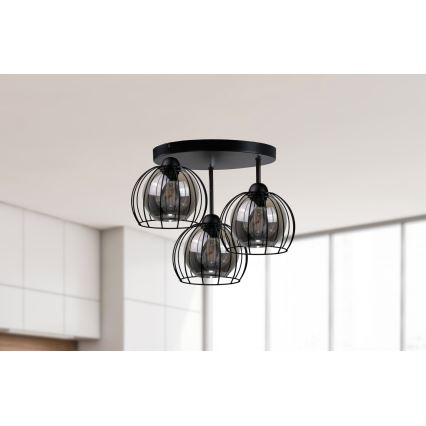 Plafonnier SOLO BLACK 3xE27/60W/230V d. 30 cm
