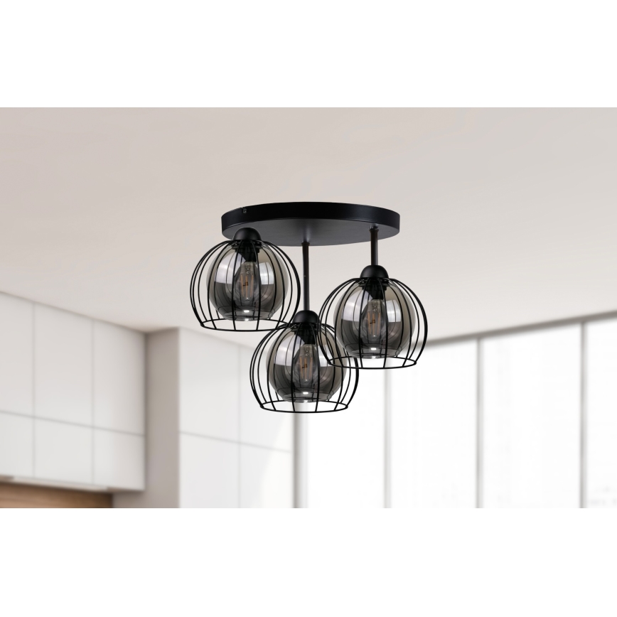 Plafonnier SOLO BLACK 3xE27/60W/230V d. 30 cm