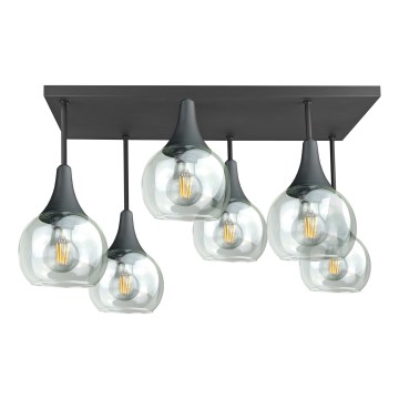 Plafonnier SOMA 6xE27/60W/230V noir/transparent