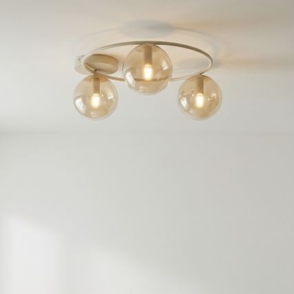Plafonnier SOPRA 3xE14/10W/230V beige/beige fumé