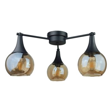 Plafonnier STAR 3xE27/60W/230V noir/fumé beige