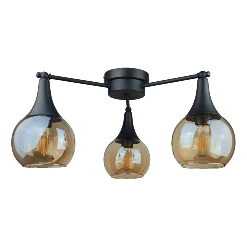 Plafonnier STAR 3xE27/60W/230V noir/fumé beige