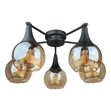 Plafonnier STAR 5xE27/60W/230V noir/fumé beige