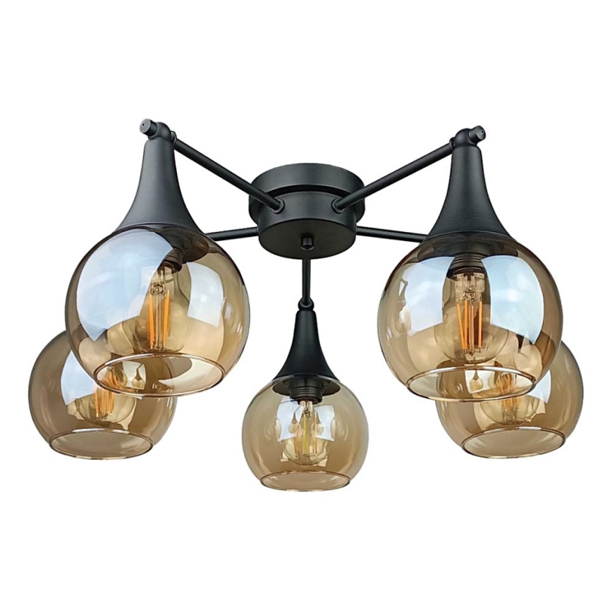 Plafonnier STAR 5xE27/60W/230V noir/fumé beige