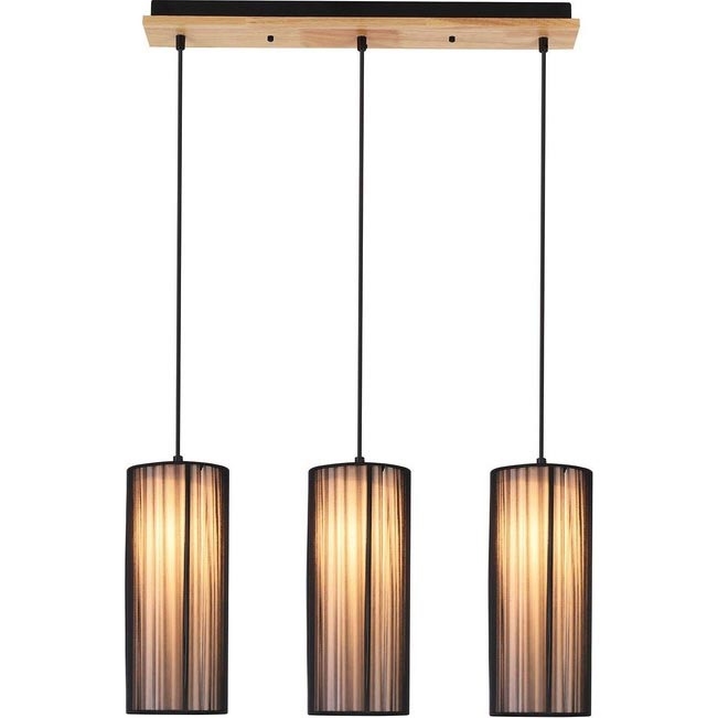 Plafonnier suspendu KIOTO 3xE27/40W/230V noir/hêtre