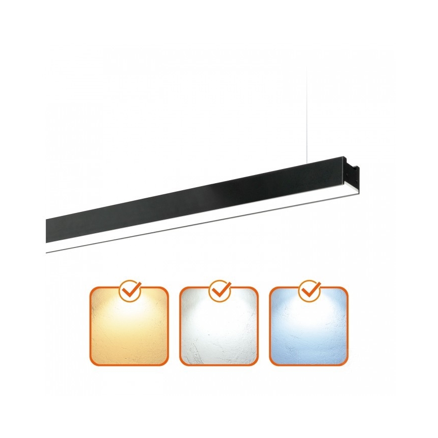 Luminaire LED KOLINE, montage en saillie ou en suspension, 40 W, 230 V, 3000/4000/6500 K, 120 cm, noir