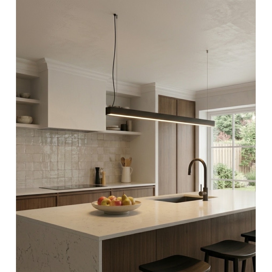 Plafonnier/suspension LED sur câble, 44 W, 230 V, 3000 K, 120 cm, noir
