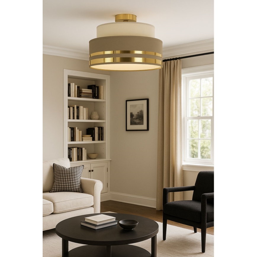 Plafonnier TAMI 1xE27/60W/230V beige/marron/doré