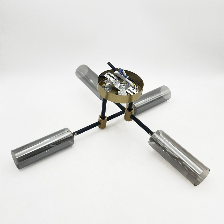 Plafonnier TESSA 4xG9/8W/230V laiton/noir fumé
