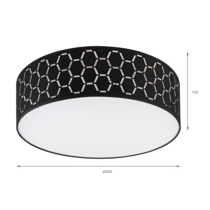 Plafonnier ULLE 2xE27/15W/230V Ø 45 cm noir