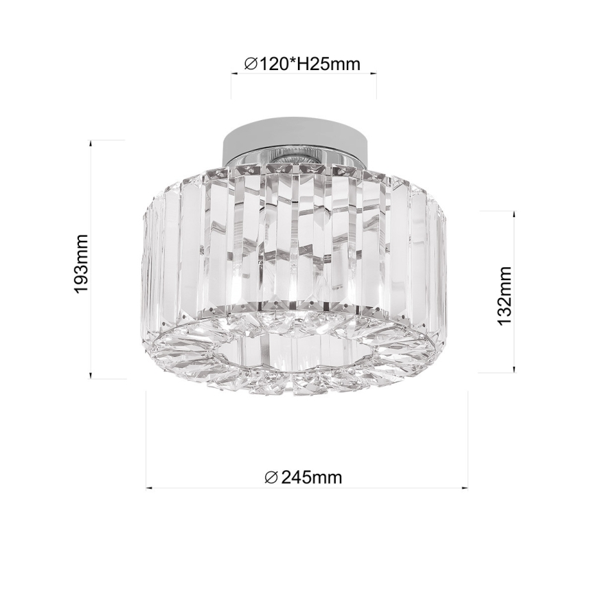 Plafonnier VETRO 1xE27/15W/230V Ø 24,5 cm chrome mat