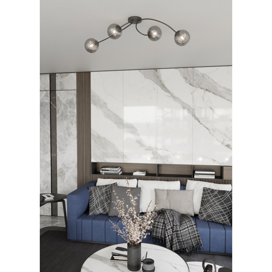 Plafonnier VIBRA 4xE14/10W/230V noir/gris
