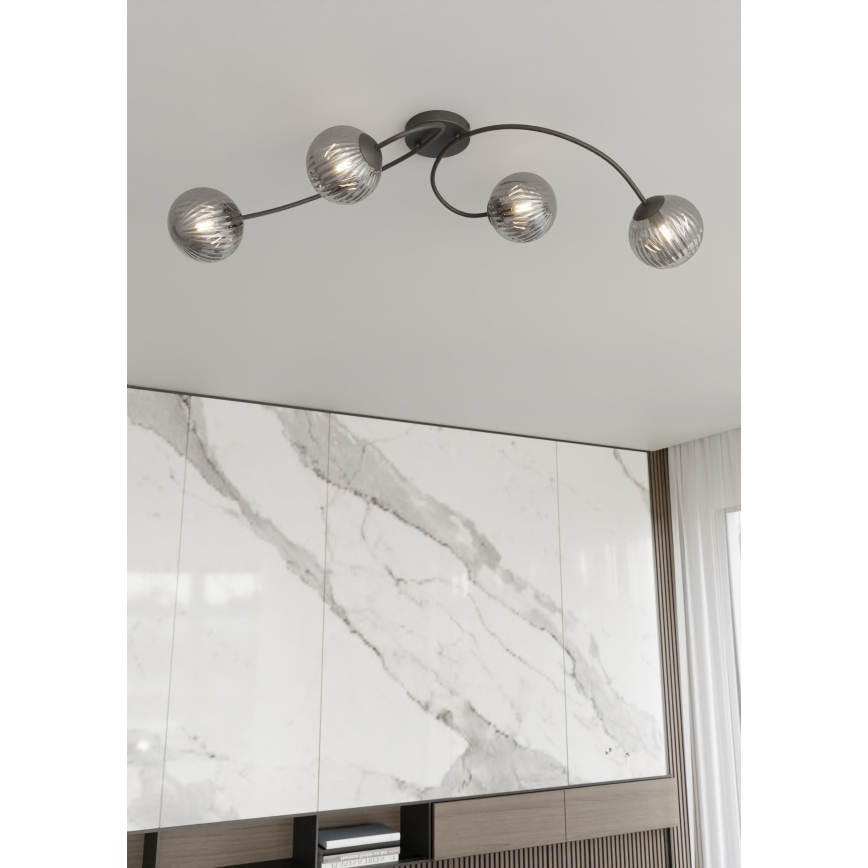 Plafonnier VIBRA 4xE14/10W/230V noir/gris