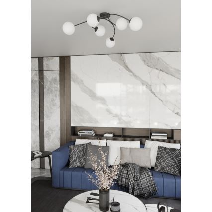 Plafonnier VIBRA 6xE14/10W/230V noir/blanc