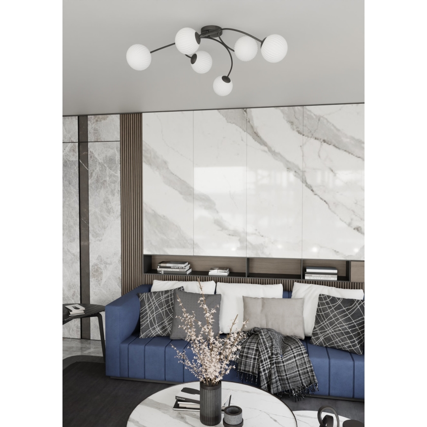Plafonnier VIBRA 6xE14/10W/230V noir/blanc