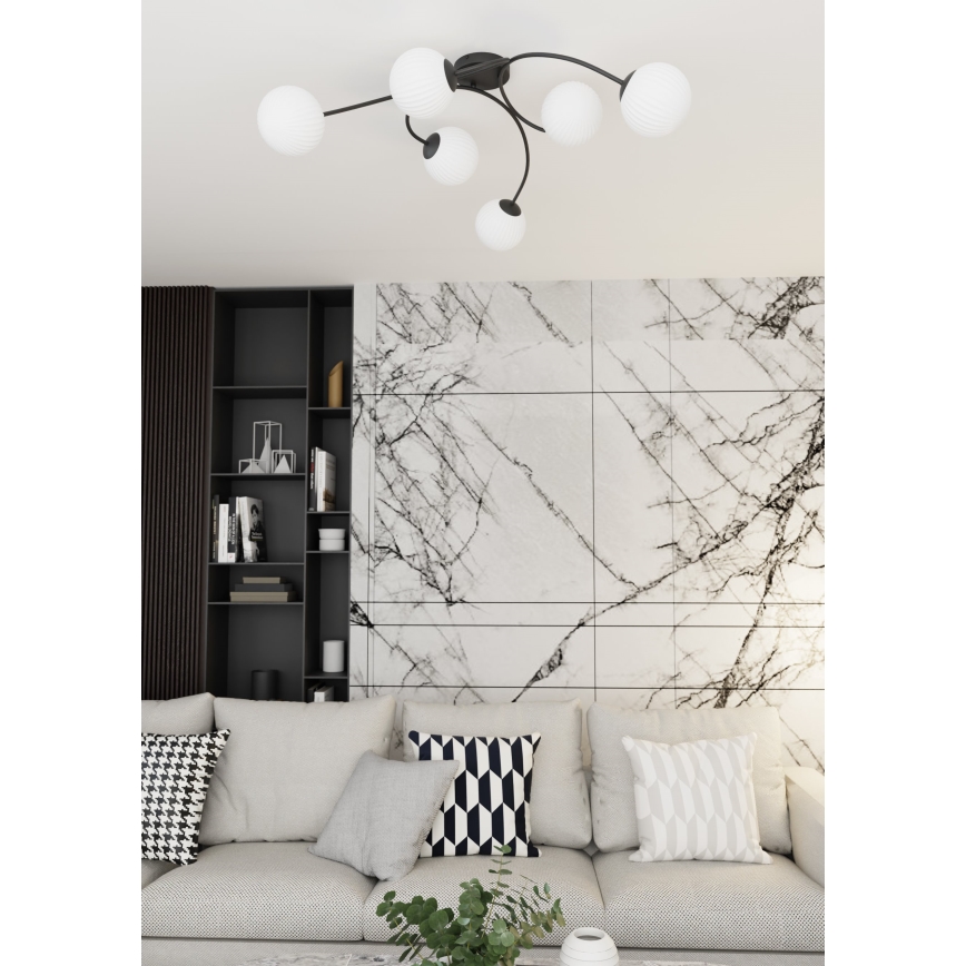 Plafonnier VIBRA 6xE14/10W/230V noir/blanc