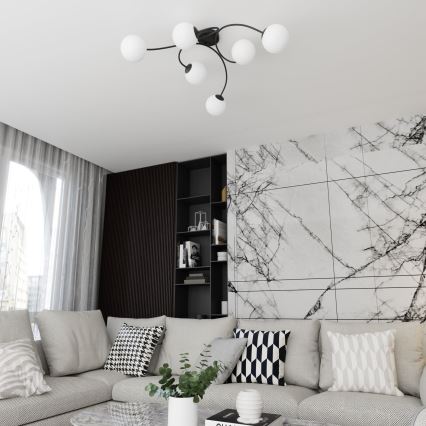 Plafonnier VIBRA 6xE14/10W/230V noir/blanc