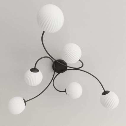 Plafonnier VIBRA 6xE14/10W/230V noir/blanc