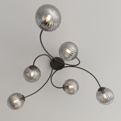 Plafonnier VIBRA 6xE14/10W/230V noir/gris