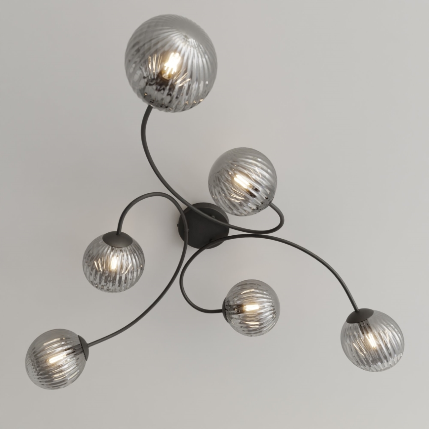 Plafonnier VIBRA 6xE14/10W/230V noir/gris