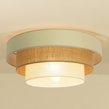 Plafonnier WENTA 1x E27 / 60 W / 230 V, Ø 50 cm, beige/jute