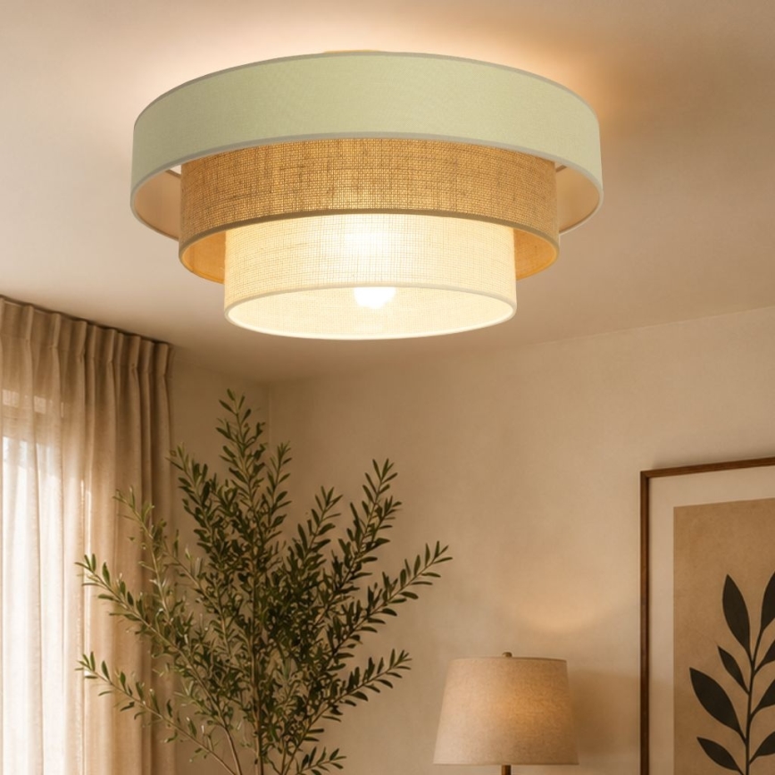 Plafonnier WENTA 1x E27 / 60 W / 230 V, Ø 50 cm, beige/jute