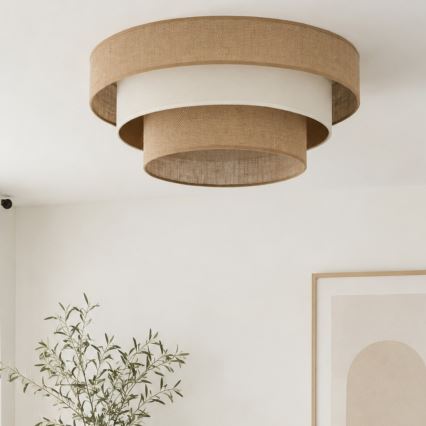 Plafonnier WENTA 1xE27/60W/230V Ø 50 cm jute/beige