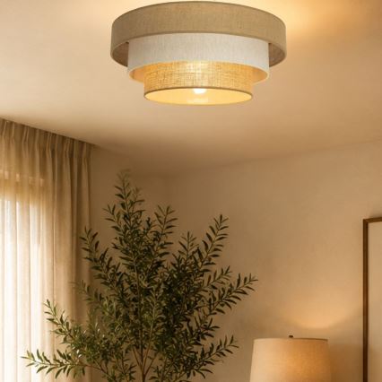 Plafonnier WENTA 1xE27/60W/230V Ø 50 cm jute/crème