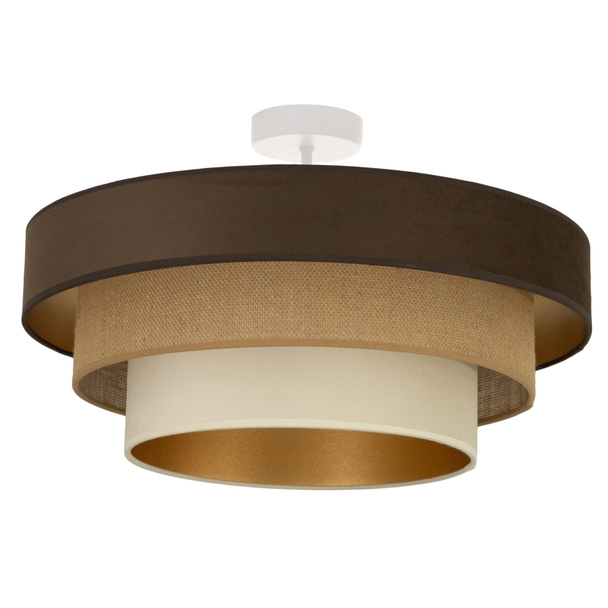 Plafonnier WENTA à montage en surface, 1xE27/60W/230V, Ø 50 cm, marron/jute/beige