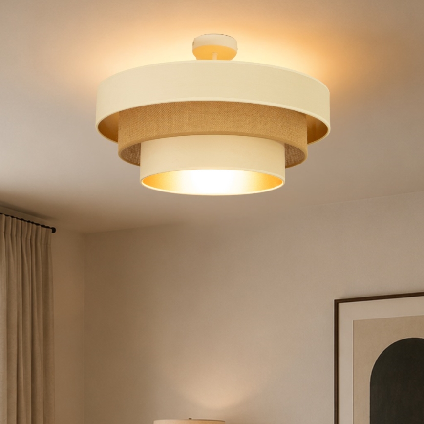 Plafonnier WENTA en montage apparent 1xE27/60W/230V Ø 50 cm beige/doré