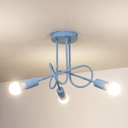 Plafonnière OXFORD 3xE27/15W/230V blauw