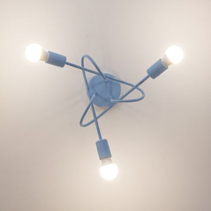 Plafonnière OXFORD 3xE27/15W/230V blauw