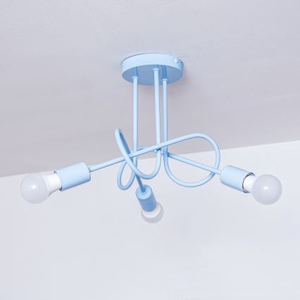 Plafonnière OXFORD 3xE27/15W/230V blauw