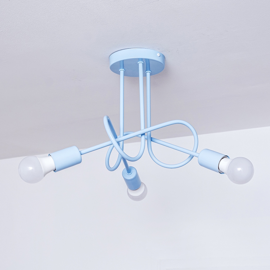 Plafonnière OXFORD 3xE27/15W/230V blauw