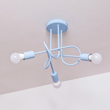 Plafonnière OXFORD 3xE27/15W/230V blauw